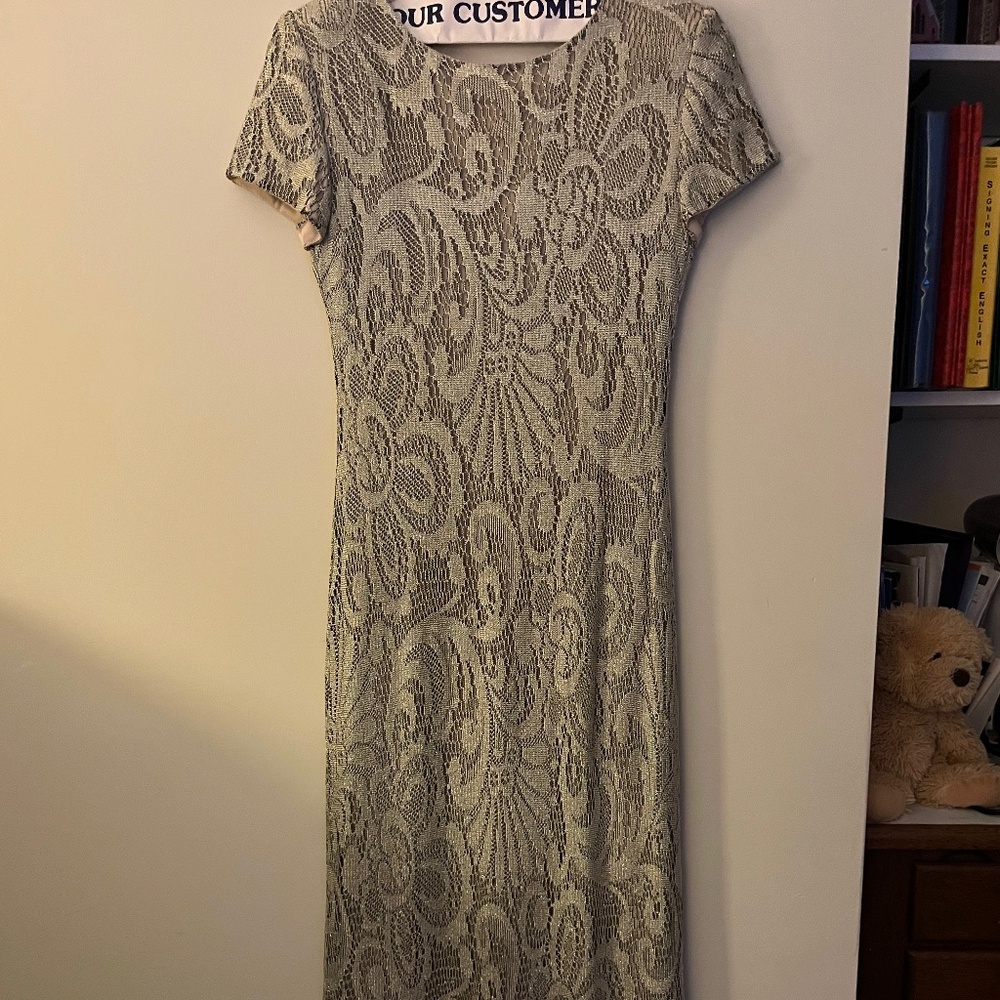 Full length Size 6 short sleeve silver gown